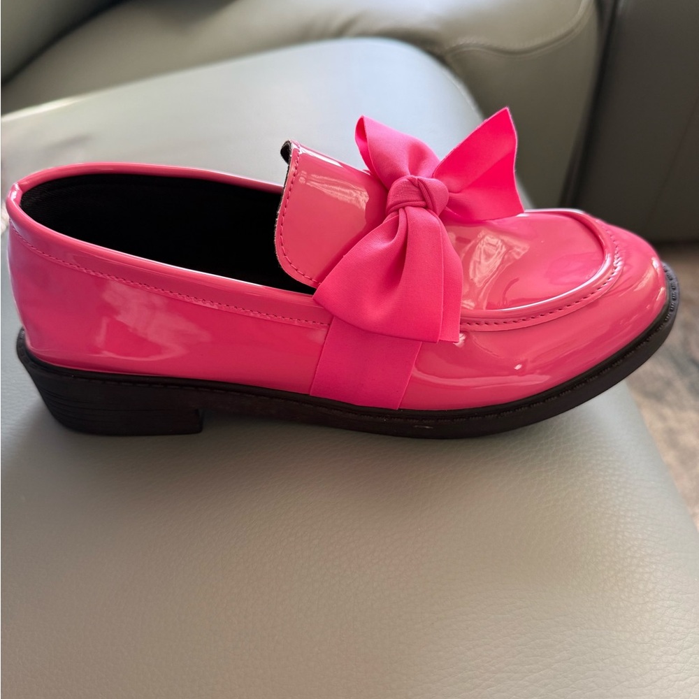 Patent Hot Pink Bow Loafers for Women